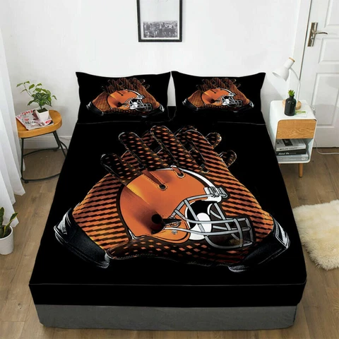 Cleveland Browns Fitted Sheet Mattress Cover Bed Sheets & Pillowcase Sets 3PCS Cover