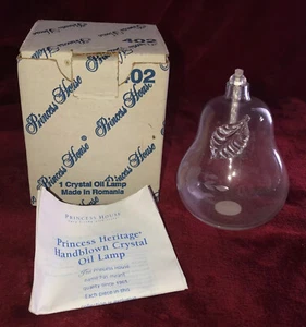 Princess House Clear Heritage geblasenes Glas 4"" Birnenöllampe - Neu im Karton - Bild 1 von 11