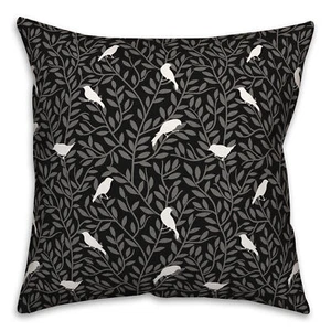 Creative Products Birds On Leaves Black 18 x 18 Indoor / Outdoor Pillow - Picture 1 of 3