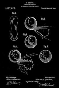 1914 - Tennis Ball - J. Gordon - Patent Art Poster - Picture 1 of 3