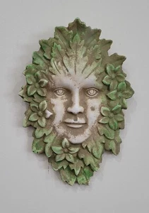 Green Man Goddess  Flower Girl Art Plaque Wall Fragment "Art of History studio" - Picture 1 of 4