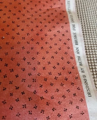 Sewing Fabric Beth Ann Bruske David Tex Marled Peach Cotton Mini Floral 1.5yx45" - Image 1 of 2