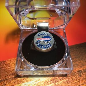 BUFFALO BILLS HAND PAINTED  PEWTER RING WITH TEAM LOGO  SIZE 14