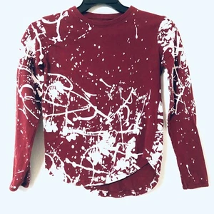 Evolution In Design Boys Size Small 8 Burgundy Paint Splatter Shirt Long Sleeve - Picture 1 of 4