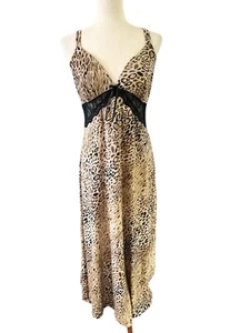 Animal Leopard Print Nightgown Lingerie Lace Medium Soft Stretch Cheetah Long - Picture 1 of 11