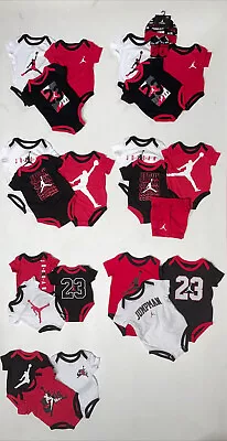 NIKE AIR JORDAN Baby Boy 3-5 Piece Bodysuit Sets,Short & Long Sleeve; Szs 3M-24M - Image 1 of 3