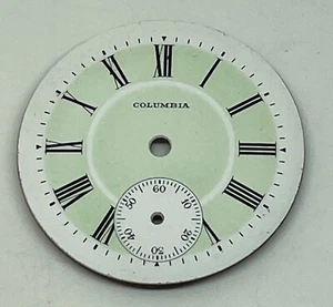 BEAUTIFUL COLUMBIA POCKET WATCH PORCELAIN GREEN DIAL - Picture 1 of 12
