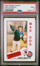 RARE 1988 MCDONALDS PEORIA CHIEFS TEAM ISSUE GREG MADDUX MINOR LEAGUE RC PSA 9