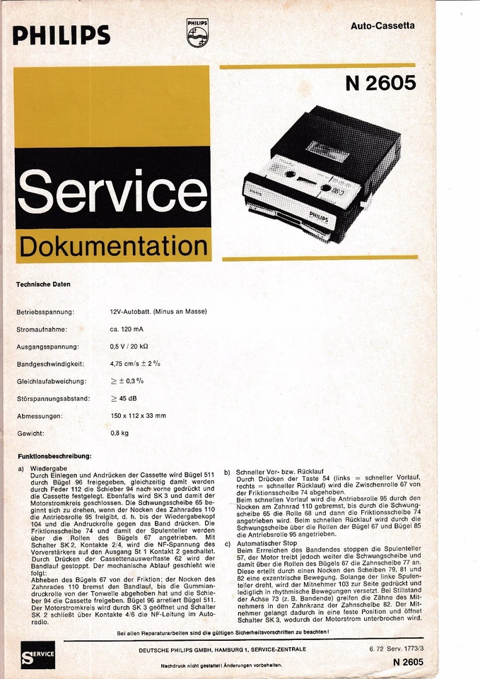 Servizio Manuale di Istruzioni per Philips N 2605 - Immagine 1 di 1