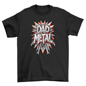 Dad Metal Shield Funny T-shirt - Unleash the Dad Metal Power! 100% Cotton, Funny - Picture 1 of 46