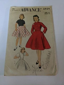 Vintage ADVANCE Pattern 6929 Girl's Suit Jacket Skirt Shorts Size 12 Breast 30 - Picture 1 of 2