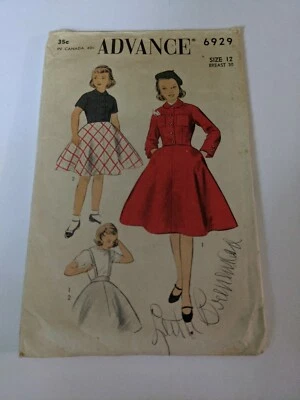 Vintage ADVANCE Pattern 6929 Girl's Suit Jacket Skirt Shorts Size 12 Breast 30  - Image 1 of 2