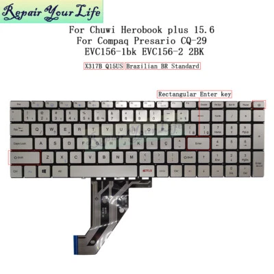 BR Brazilian Keyboard for Compaq Presario CQ-29 CQ29 X317B Q15US NETFLIX SILVER  - Image 1 of 4