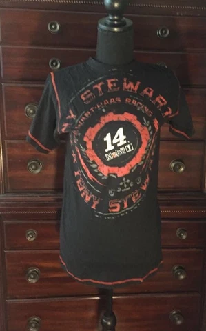 Vintage NASCAR Tony Stewart-Haas Racing T-Shirt #14 Mobile 1 All Over Print Sz S Cover
