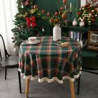Tassels Christmas Plaid Tablecloth Cotton Table Cloth  Christmas Decoration