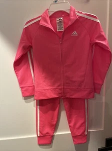 NWT GIRL KIDS ADIDAS EVENT TRICOT JACKET & PANT SET TRACKSUIT - Picture 1 of 7