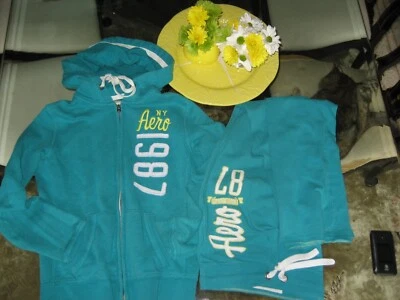 Sudadera con capucha polar Aeropostale NYC 1987 S/P y pierna acampanada XS EN MUY BUENA CONDICIÓN Foto 1 de 4