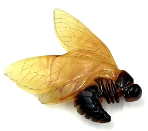 Rare Antique Art Deco Bakelite Brooch Butterfly Pupae Fine Metal Thread on Wings - Picture 1 of 18