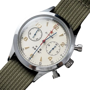RED STAR 1963 Quartz Alloy Chronograph Watch 38mm Waterproof Vintage Dress Style - Picture 1 of 12