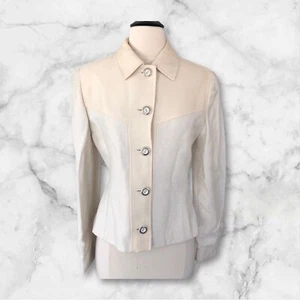 Vtg Byblos Blazer Jacket Medium Rayon/Wool/Nylon Cream Office Work Classic NWT - Picture 1 of 13