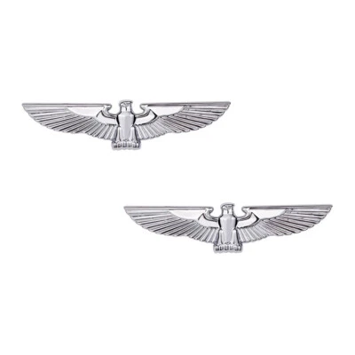 2Pcs Chrome Falcon Hawk Eagle Wing Car Motorcycle Truck Body Fender Door Emblems - Image 1 of 4