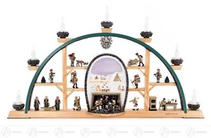 Arco flotante "Cynsifen año 1324" con mina y figuras de Erzgebirgs, iluminado - Imagen 1 de 1