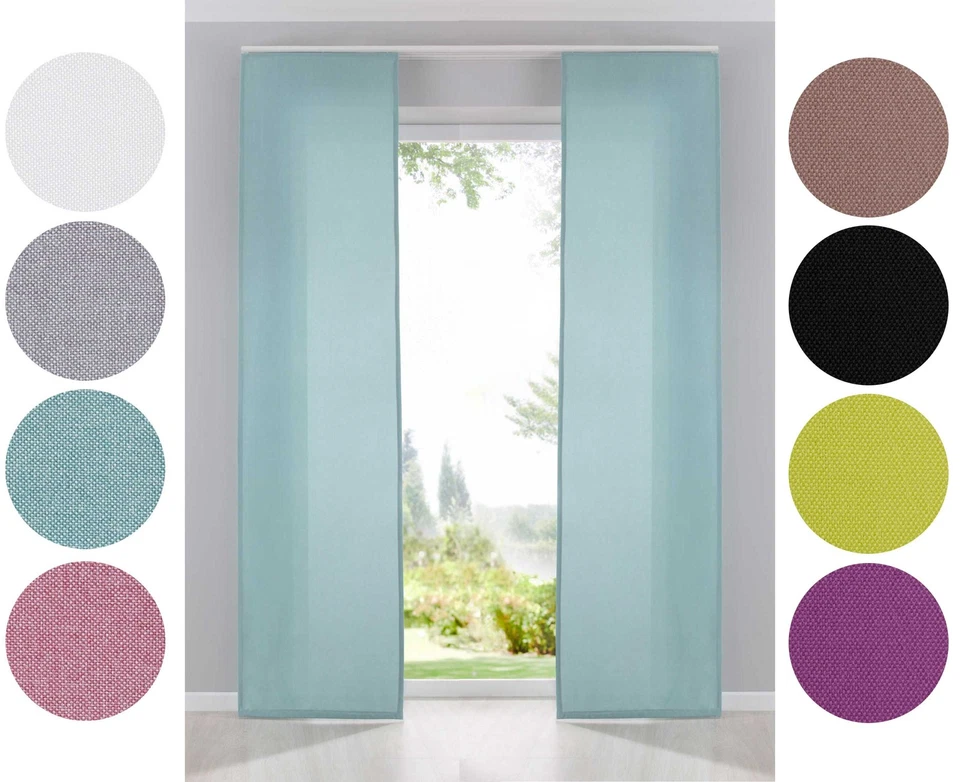 2er Pack Flächenvorhänge Schiebegardinen Cationic blickdicht Leinen Optik seiden - Bild 1 von 1