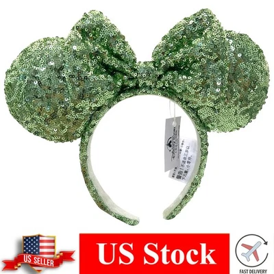 Green Mickey Sequin Exclusive Rare Minnie Mouse Disney's Ears Headband Hairbands - Image 1 of 4