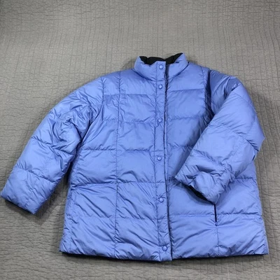 Chaqueta Lands' End para mujer XL 18-20 púrpura negra reversible plumón de ganso acolchado a presión Foto 1 de 4
