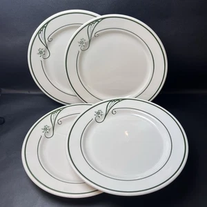 Set of 4 Homer Laughlin Restaurant Ware Salad Plates Art Deco Swirl Green Design - Picture 1 of 8