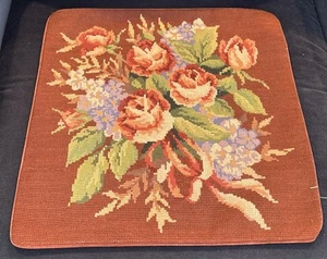 16” X 16” New Vintage Hand Woven Needlepoint Pillow Cover Red Floral Pattern - Picture 1 of 8