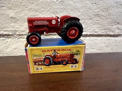 Matchbox K-4 McCormick International Tractor Lesney w/ Box Red Farm Vintage - Image 1 of 4