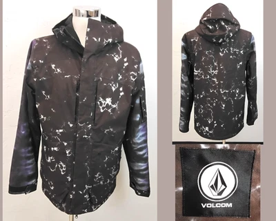 Volcom Ski Jacket Men's Size M Brown & White 15K Hooded Full Zip #W4192 - Image 1 of 4