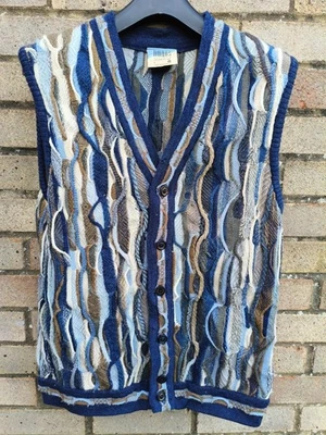 Limnos Australia Wool Coogi Style Button Up Vest Tank Large - Image 1 of 4