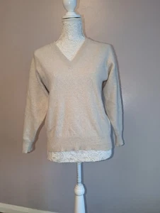 Maglione girocollo e yorke cashmere scollo a V beige medio - Foto 1 di 3