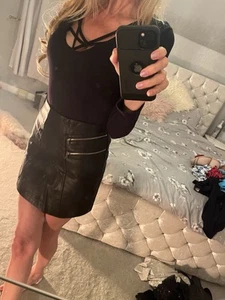 New Look Leather Biker Skirt With Zip Detail 10 - Picture 1 of 5