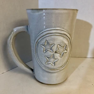 Tennessee Tri-Star Pottery Mug White State Flag Stars Signed Dated 06 16oz Large - Picture 1 of 6