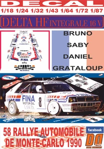 DECAL LANCIA DELTA INTEGRALE 16V B. SABY R. MONTECARLO 1990 6th (01) - Picture 1 of 1