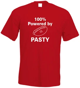 100 percent powered by PASTY Cornwall T-shirt Cornish T Shirt as seen on BGT - Picture 1 of 15