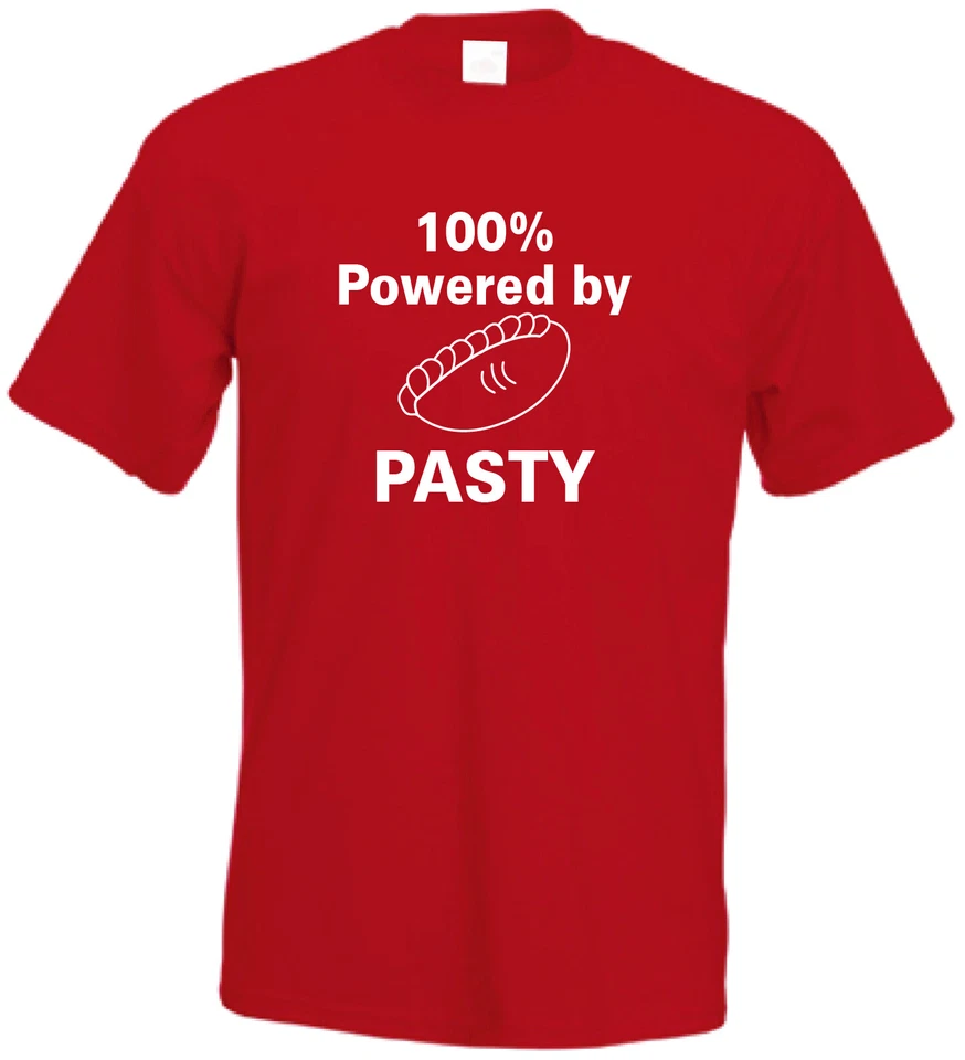 100 percent powered by PASTY Cornwall T-shirt Cornish T Shirt as seen on BGT - Image 1 of 4