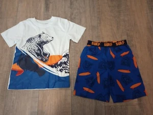 Jellyfish Kids Pajama Set Surf Bear Blue Orange Shorts NWT Small 6/7 - Picture 1 of 6