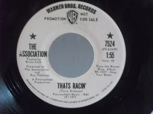 The Association,WB,"Thats Racin'",US,7" 45,PROMO,1971 pop rock, Mint- - Picture 1 of 2