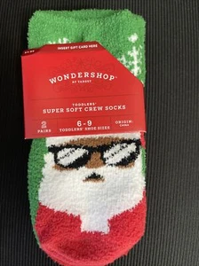 Kids' M/L  Santa Cozy Crew Socks Whit Insert Gift Card Toddlers 6-9 Shoe Size - Picture 1 of 3