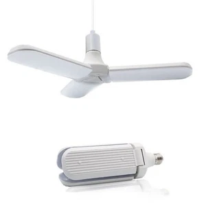 60W E27 Foldable Fan Blade Angle Adjustable LED Bulb/Cool White - Picture 1 of 10