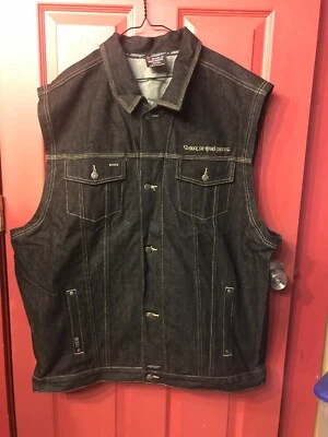 School Of Hard Knocks Vintage 90s  Black Jean Vest  Xxxl Men’s Sohk Queens NYC - Photo 1/4
