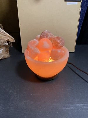 LÁMPARA DE SAL DEL HIMALAYA Luz de Regalo Natural Cristal Pura Roca Fuego Bowl Purifica el Aire Foto 1 de 4
