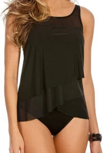 Traje de baño Miraclesuit talla 16DD Illusionist Mirage Tankini Top negro con aros ajustado - Imagen 1 de 16