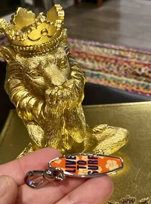 Juicy Couture Red Floral Live To Surf Surfboard Charm Silver Tone - Image 1 of 4