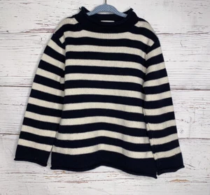 CREWCUTS Boys Ivory & Navy Striped Pullover Sweater - Size 4/5 - Picture 1 of 5