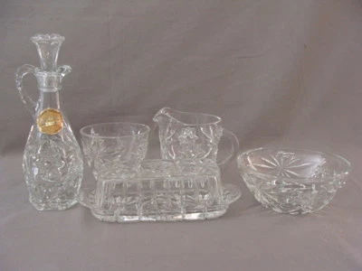 Anchor Hocking Star of David Creamer, Sugar, Bowl, Cruet & Butter Dish - Image 1 of 4